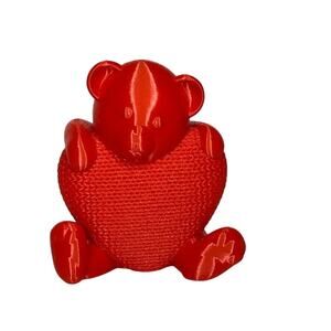 Teddy Bear Knitted Heart Red Cute Valentines Decor Gift 3 Inch